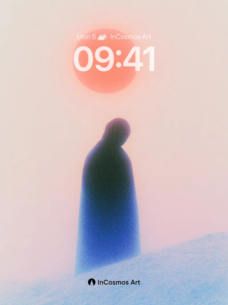 Silhouetted Solitude Wallpaper with Hazy Horizon