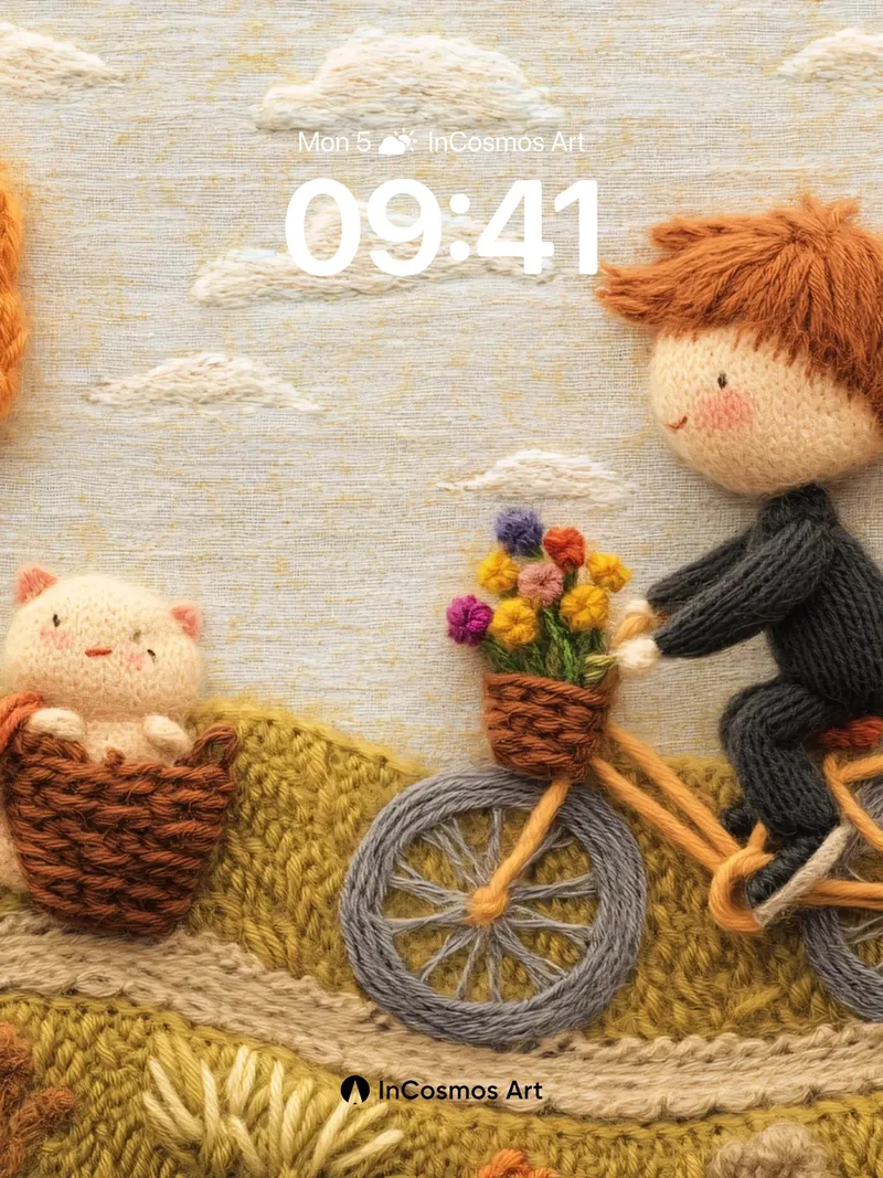 Whimsical Wool Wallpaper with Knitted Pathways