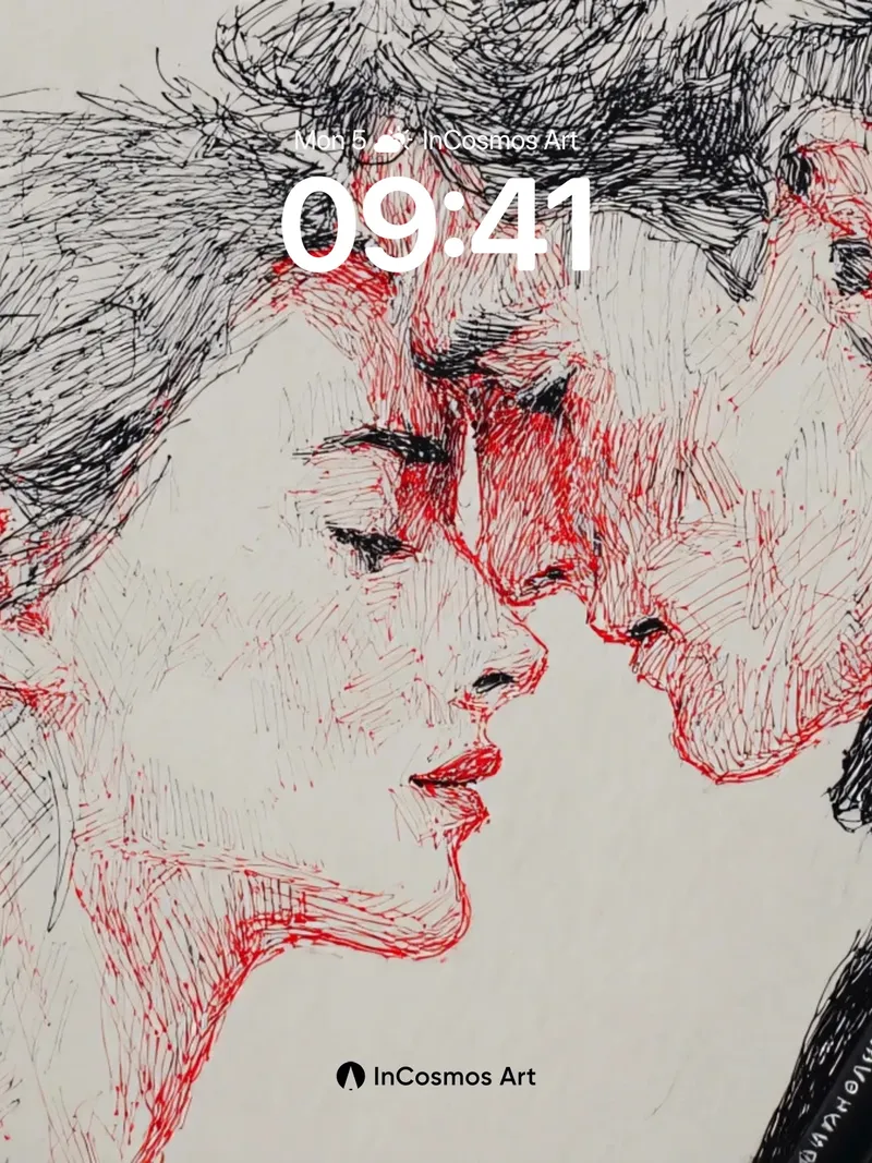 Whispering Lines Wallpaper with Blood-Red Veins