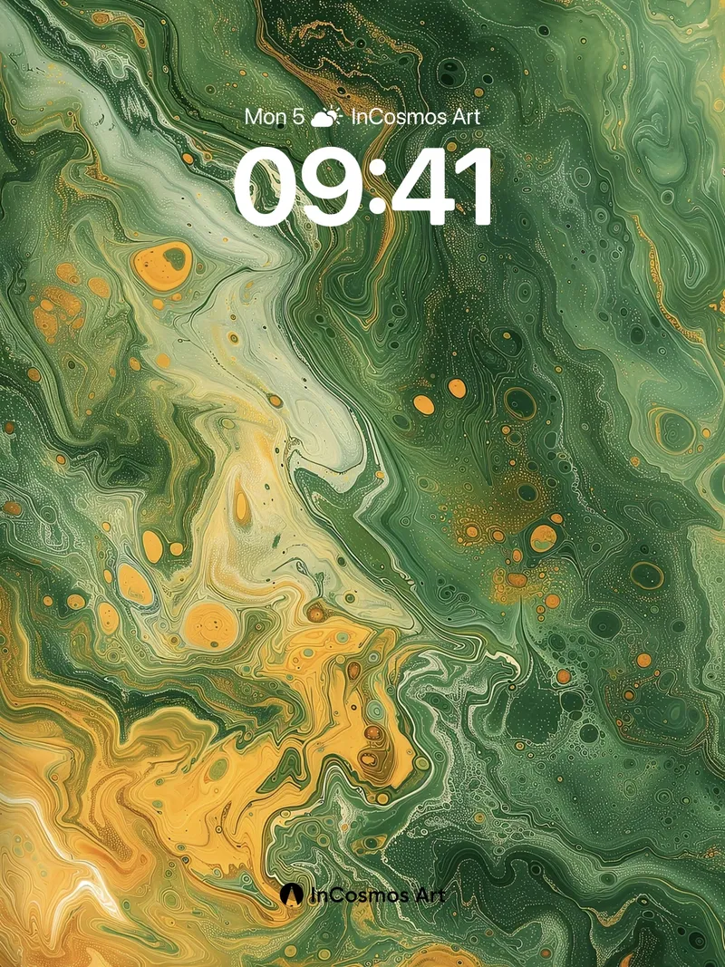 Emerald Drift Wallpaper with Golden Veins