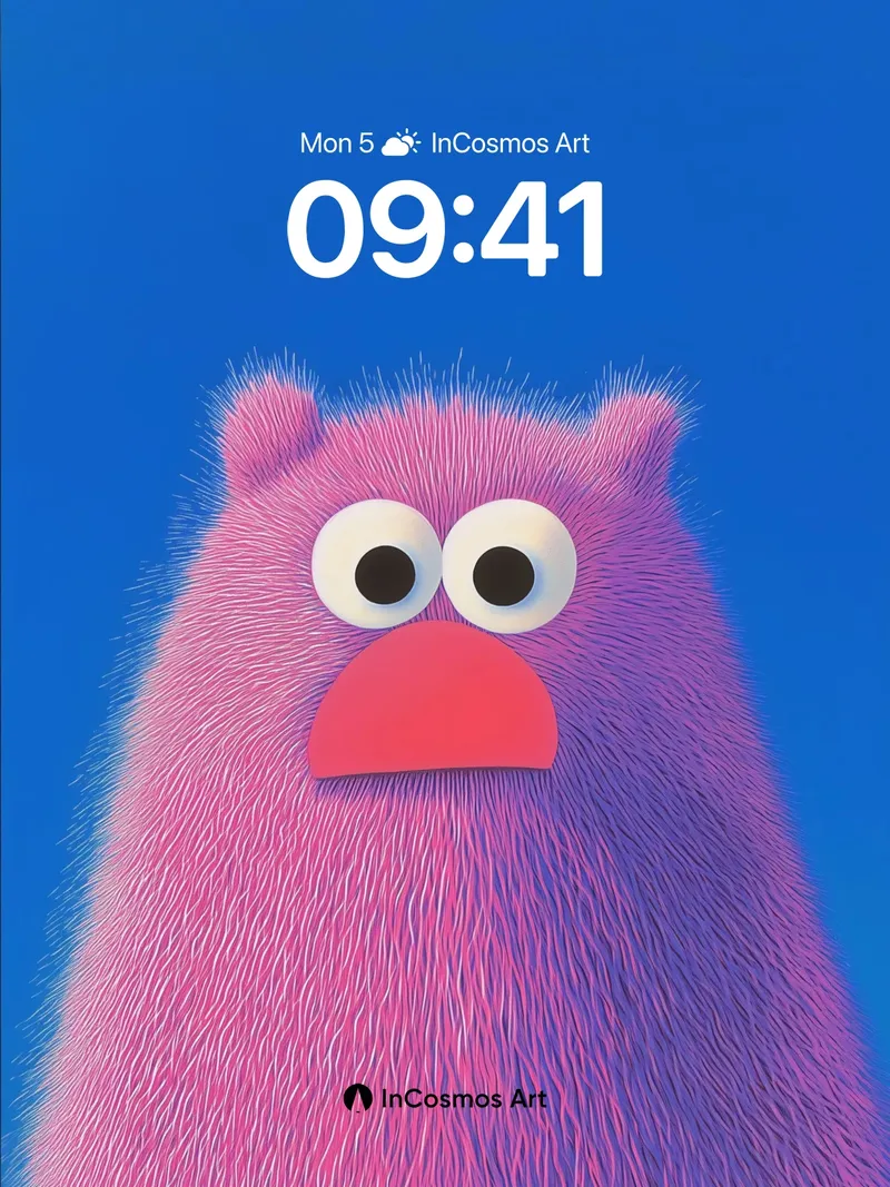 Playful Fuzz Wallpaper with Glowing Eyes
