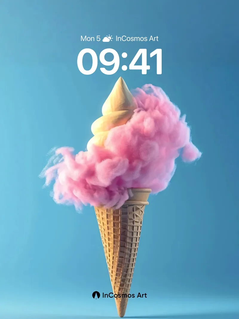 Whimsical Cloud Wallpaper with Cotton Candy Swirl