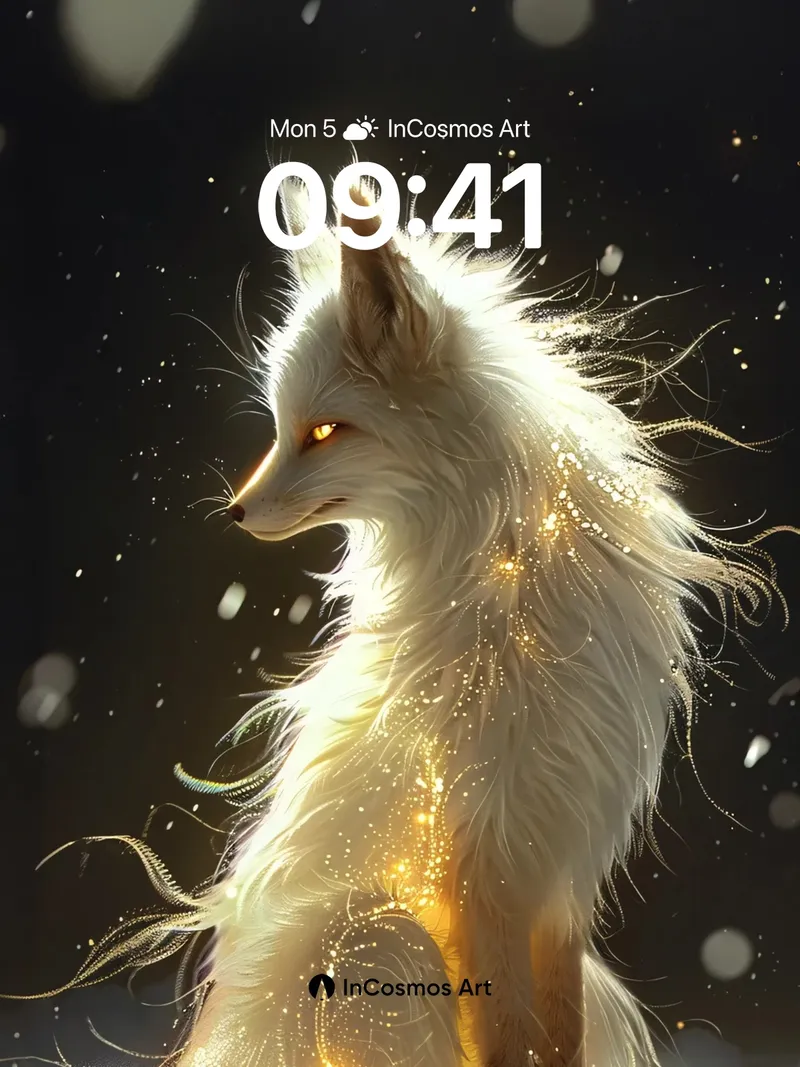 Luminous Fox Wallpaper with Starlight Fur