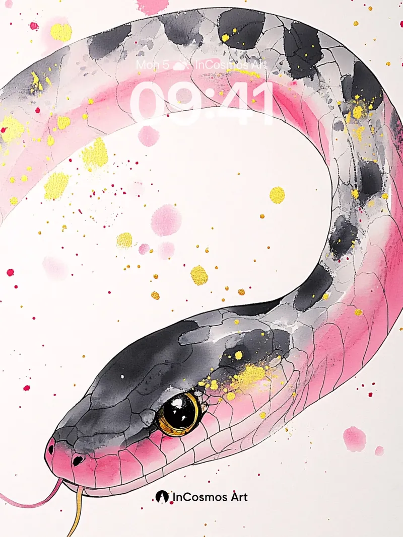 Serpentine Whispers Wallpaper with Golden Speckles