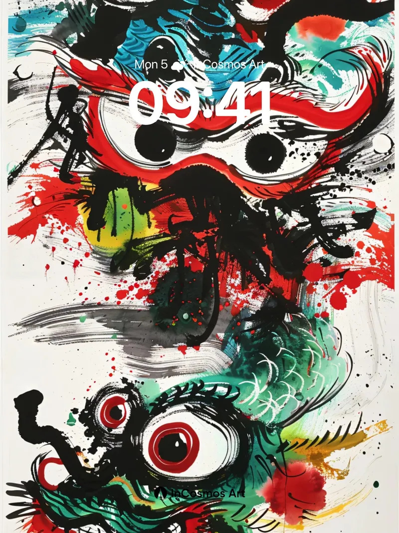 Chaotic Dragon Wallpaper with Splattered Ink