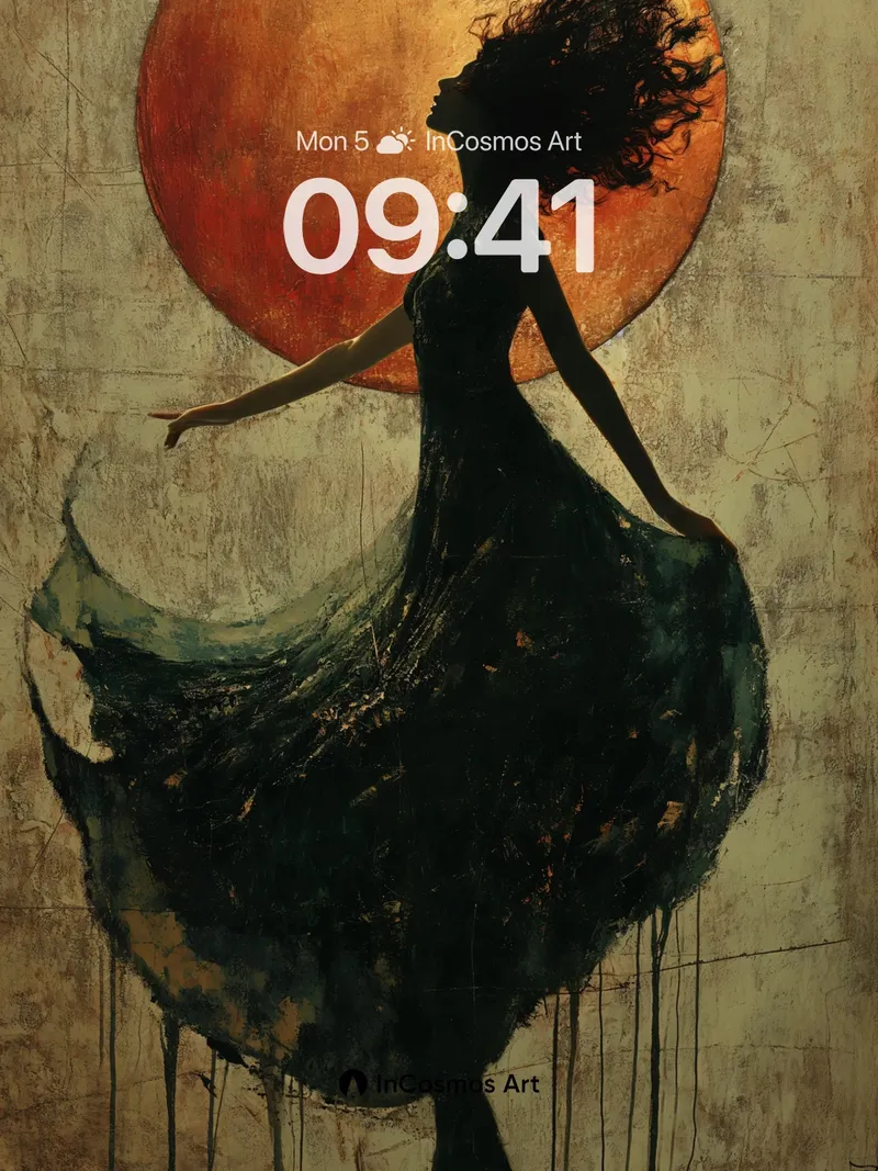 Silhouetted Moonlight Wallpaper with Dripping Ink