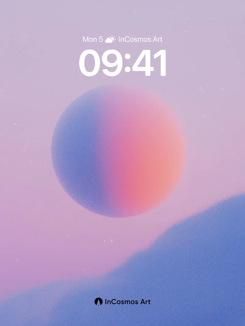 Serene Horizon Wallpaper with Gradient Sphere