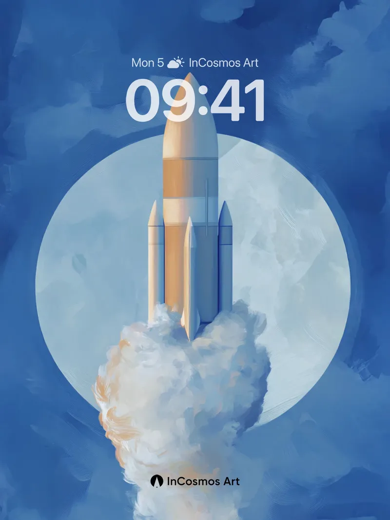 Lunar Ascent Wallpaper with Celestial Fire