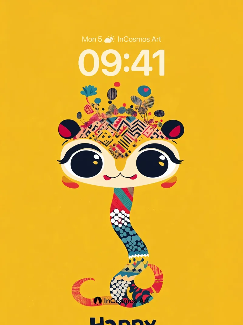 Playful Serpent Wallpaper with Festive Patterns