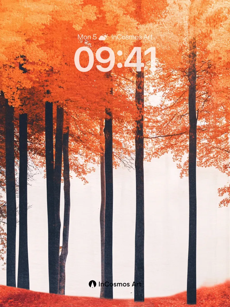 Crimson Canopy Wallpaper with Whispering Trunks