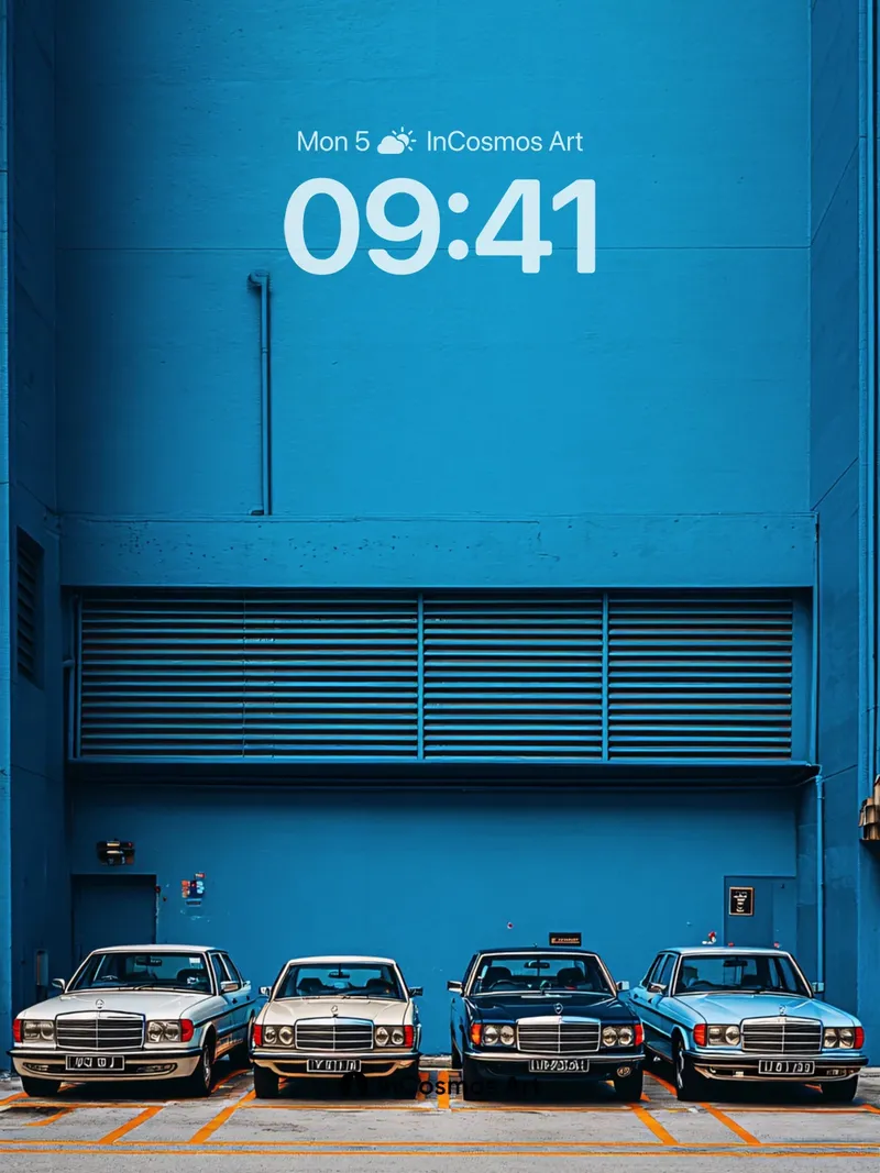 Cobalt Stillness Wallpaper with Vintage Lines