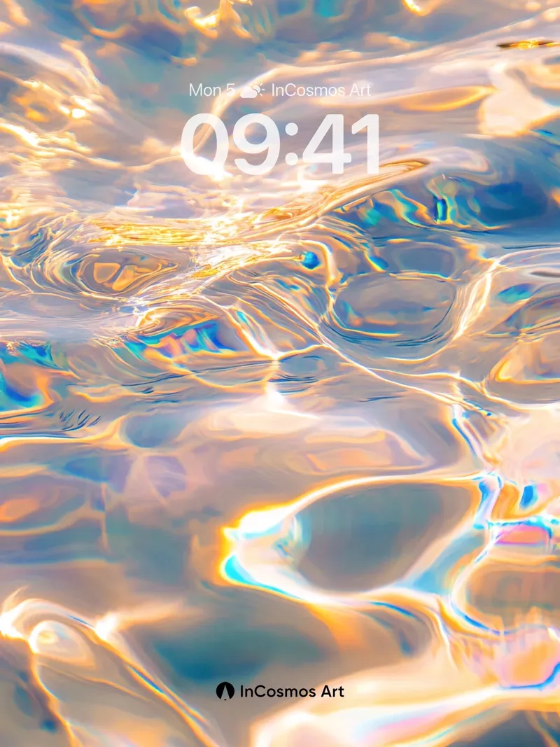 Liquid Sunset Wallpaper with Golden Fractals