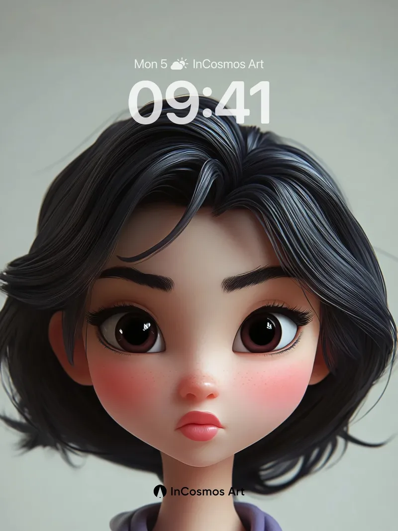 Whispering Hair Wallpaper with Soft Gaze