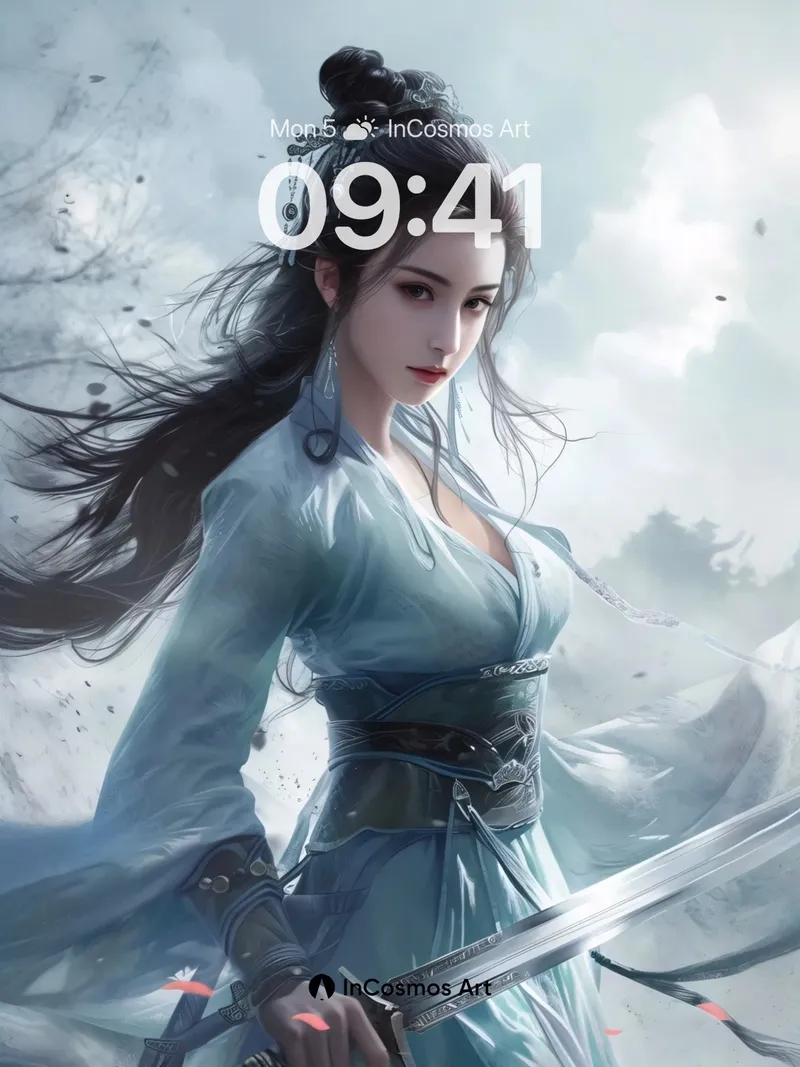 Frostwhisper Blade Wallpaper with Ethereal Drift
