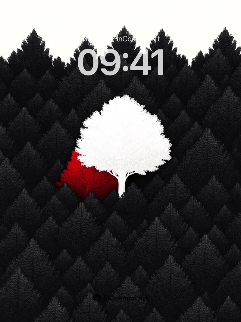 Silent Grove Wallpaper with Crimson Pulse