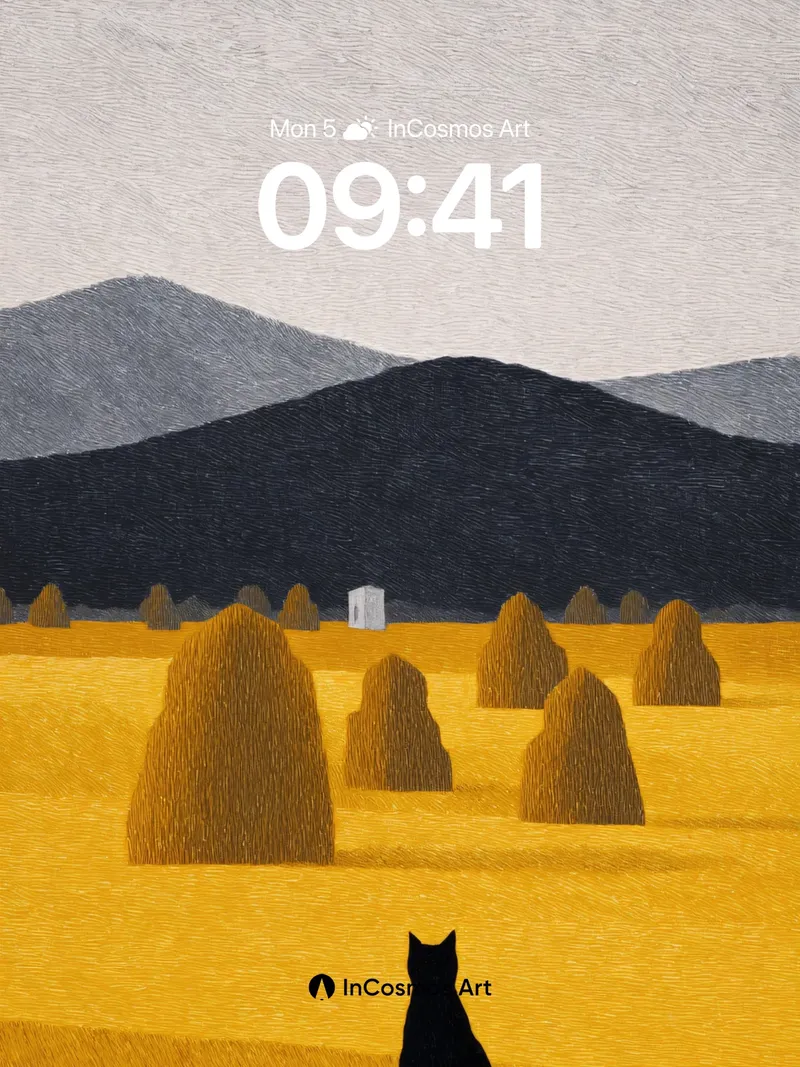 Silent Watcher Wallpaper with Golden Fields