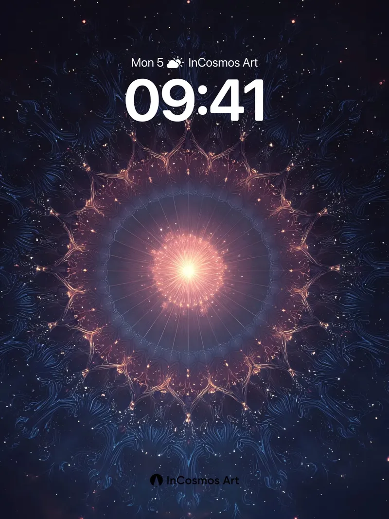 Cosmic Mandala Wallpaper with Starlit Veins