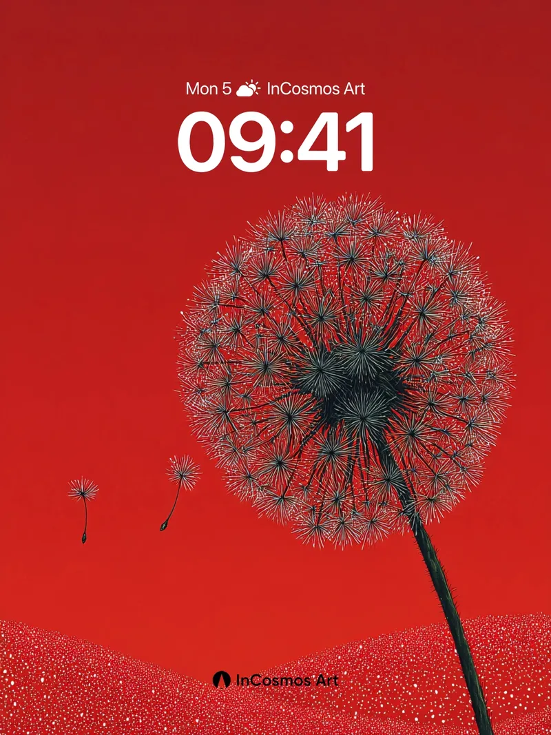 Surreal Dandelion Wallpaper with Floating Seeds