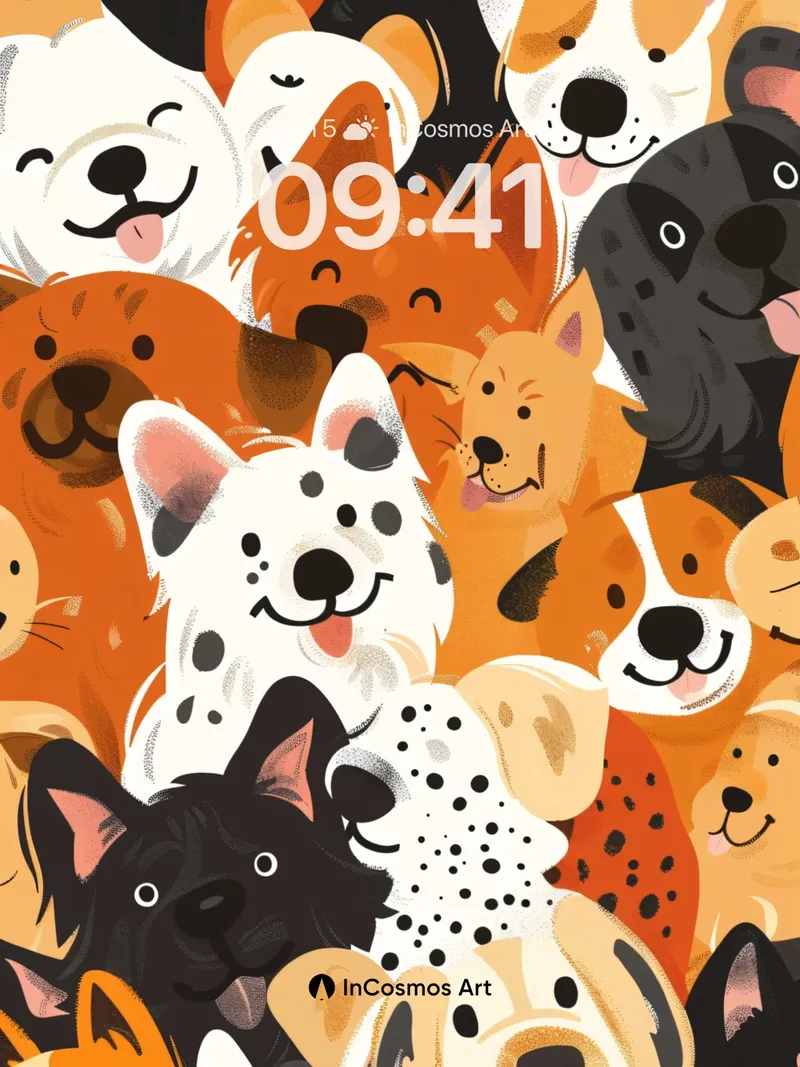 Playful Pup Parade Wallpaper with Whimsical Faces