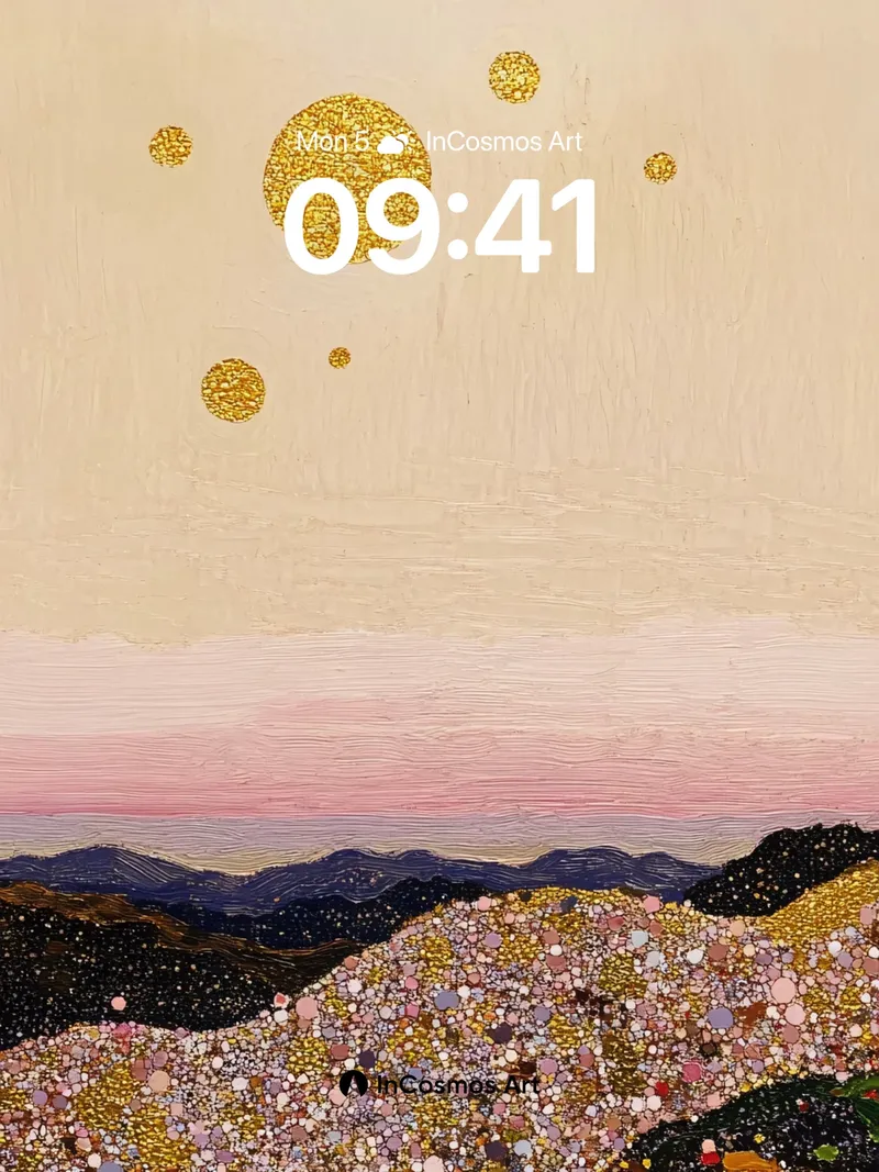 Golden Hush Wallpaper with Celestial Dots