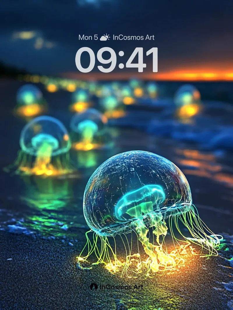 Luminous Tide Wallpaper with Bioluminescent Drift