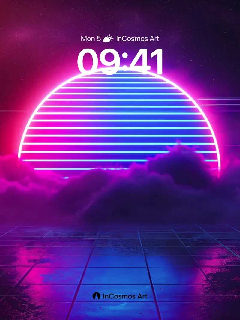 Neon Horizon Wallpaper with Electric Clouds