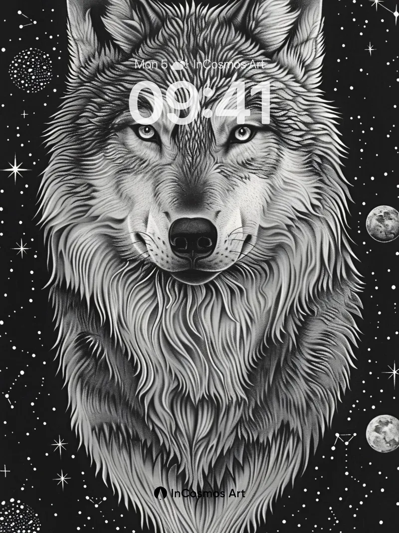 Stellar Howl Wallpaper with Cosmic Fur