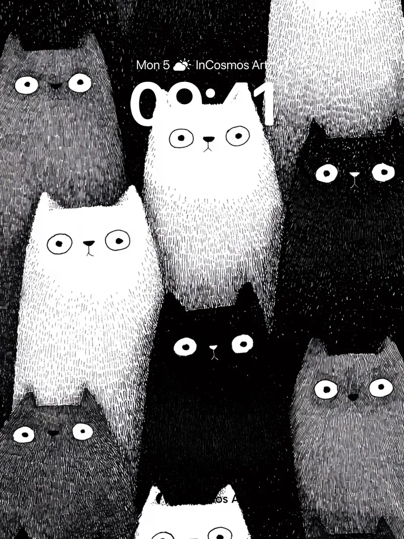 Whispering Feline Wallpaper with Textured Shadows