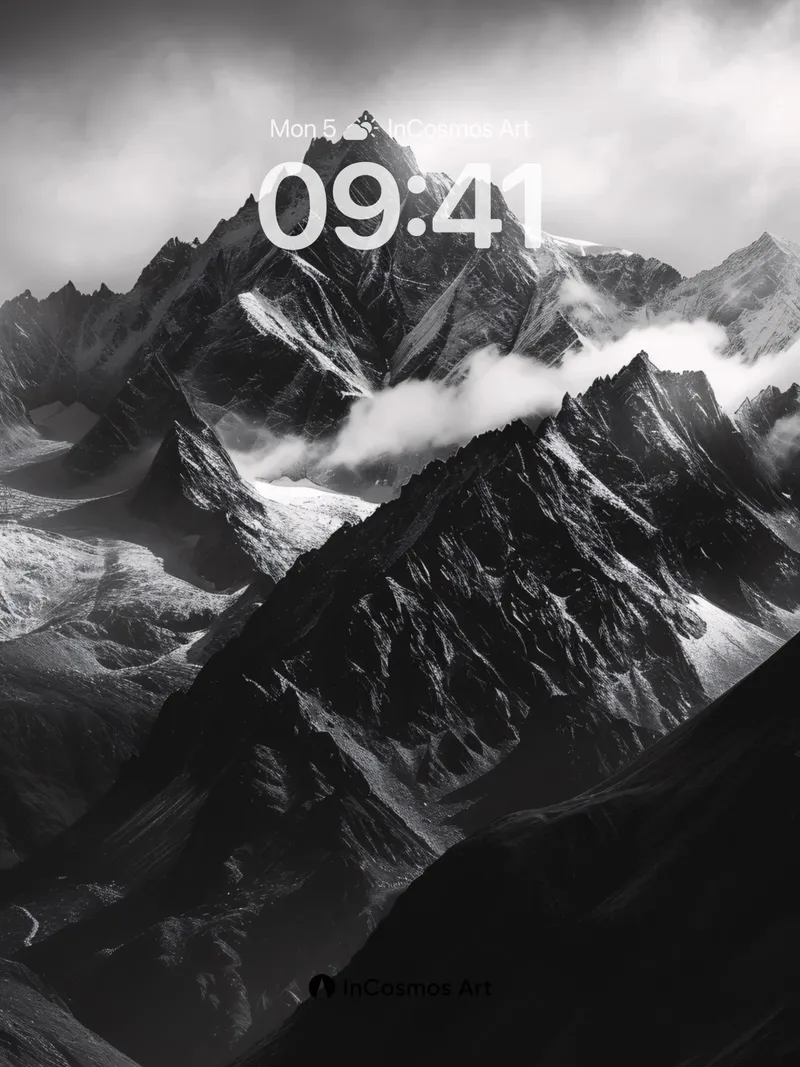 Shadowed Peaks Wallpaper with Cloud Veils