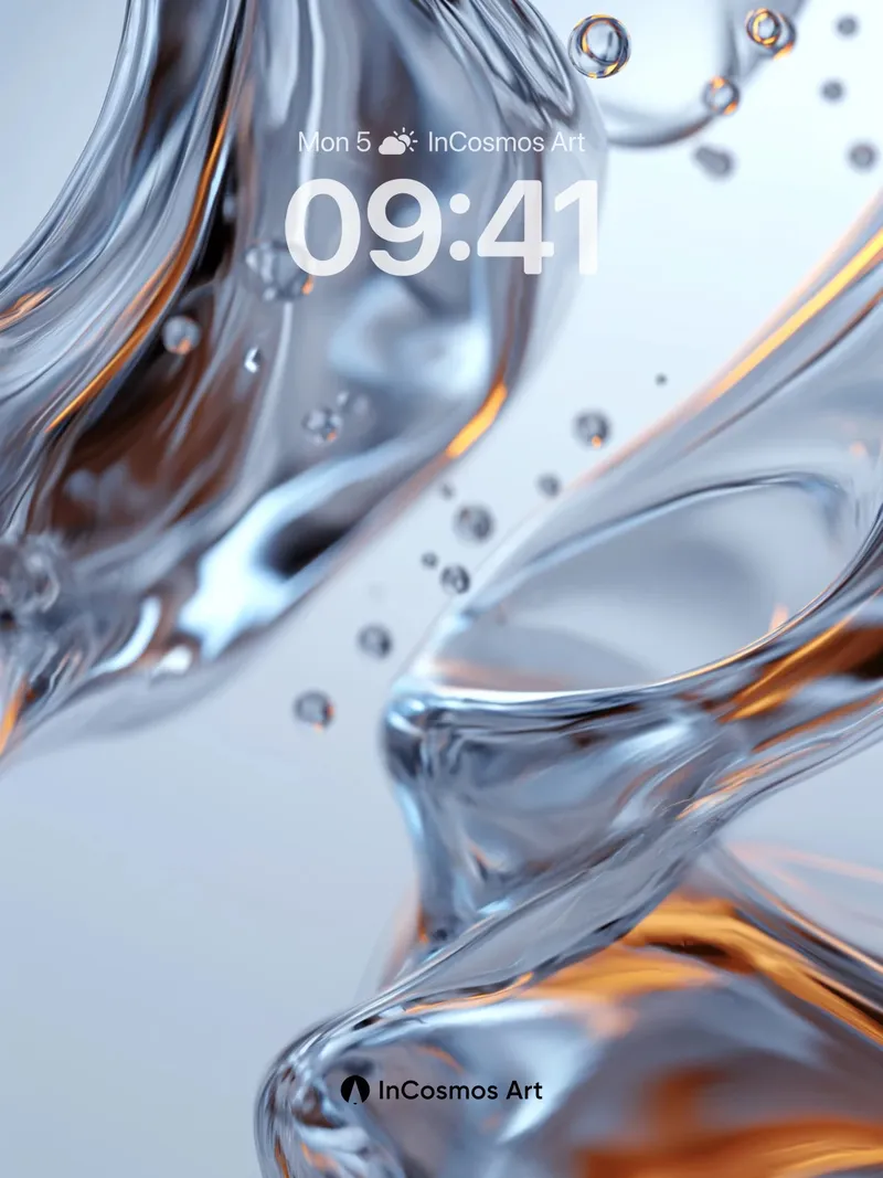 Liquid Chrome Wallpaper with Golden Veins