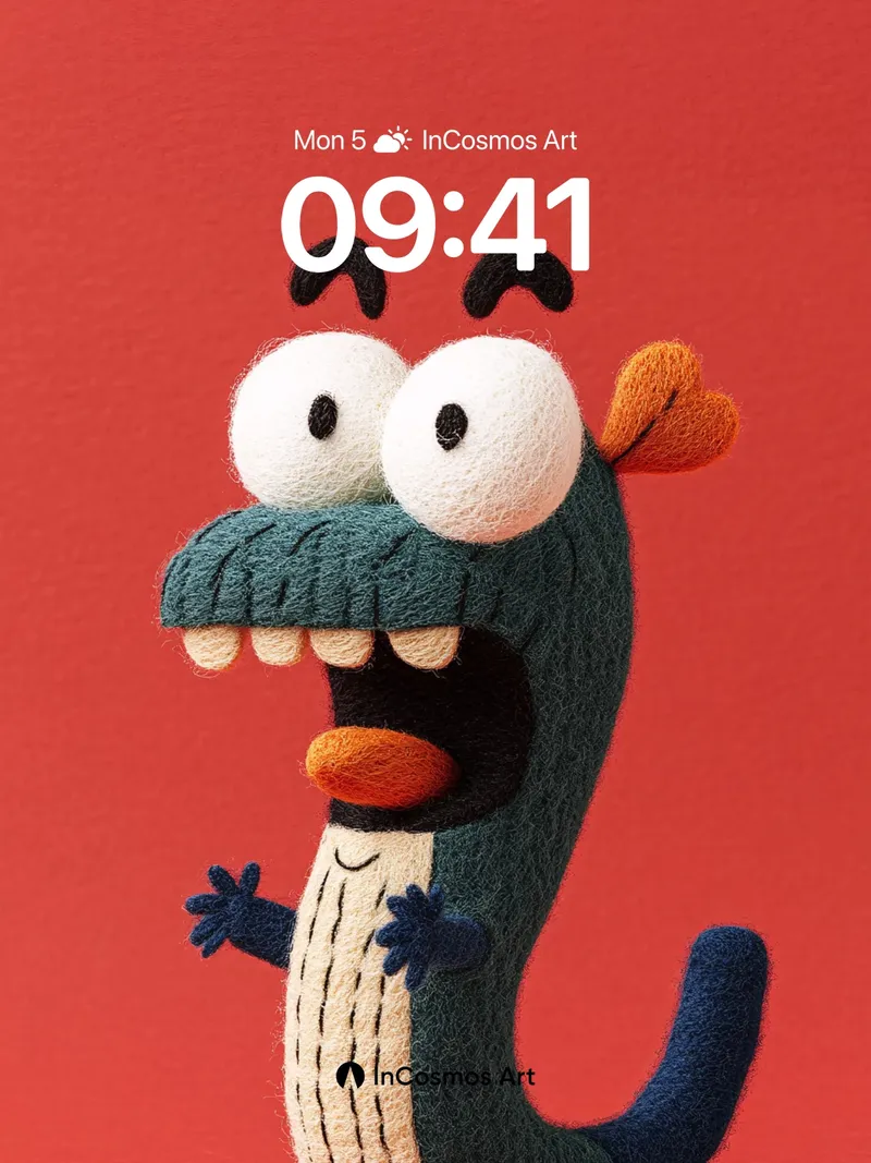 Playful Woolen Creature Wallpaper with Whimsical Charm