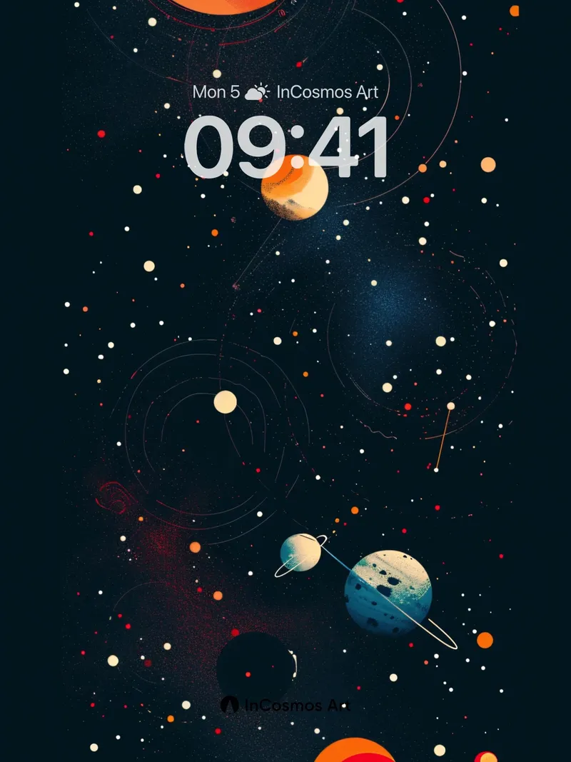 Cosmic Drift Wallpaper with Floating Orbs