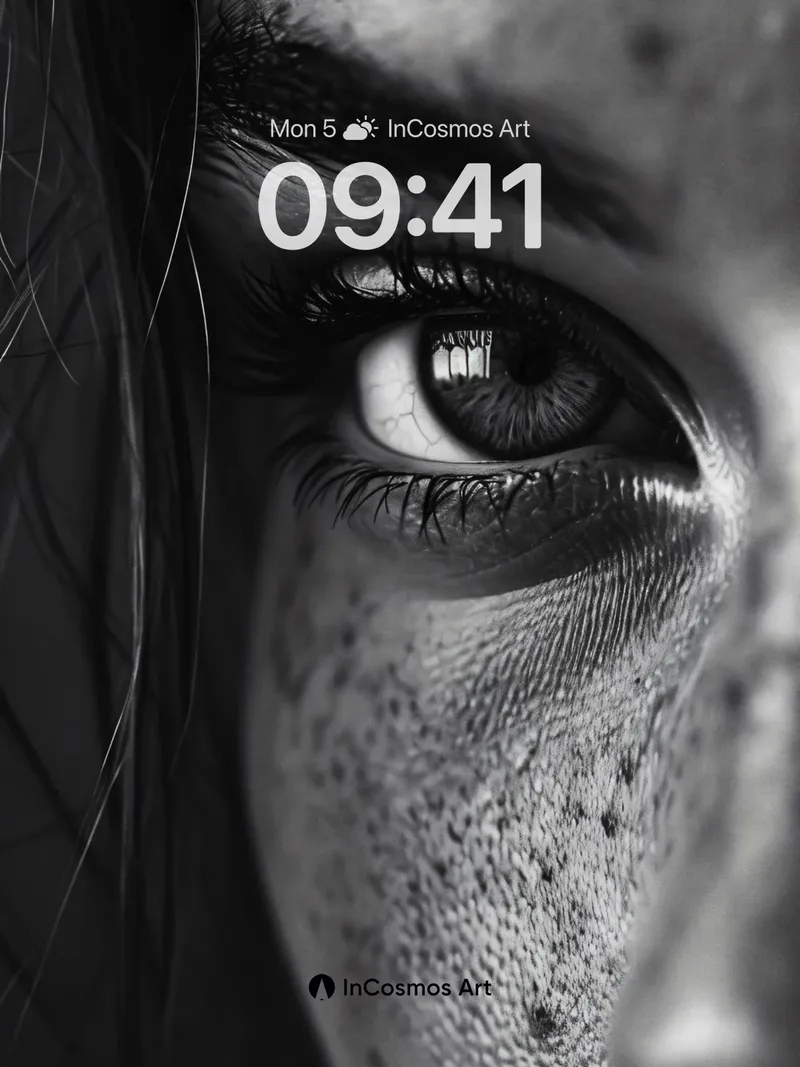 Shadowed Gaze Wallpaper with Freckled Skin