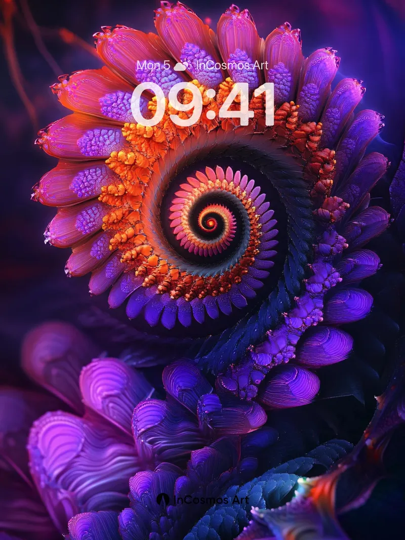 Spiral Mirage Wallpaper with Cosmic Petals