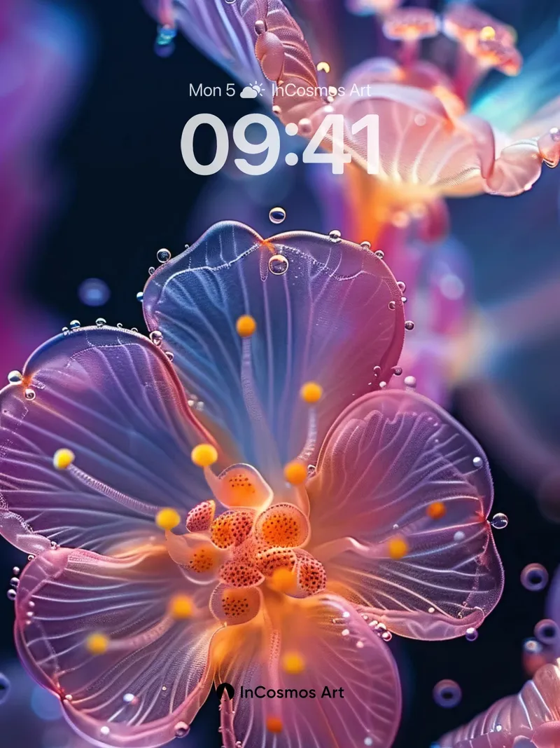 Luminous Bloom Wallpaper with Ethereal Droplets