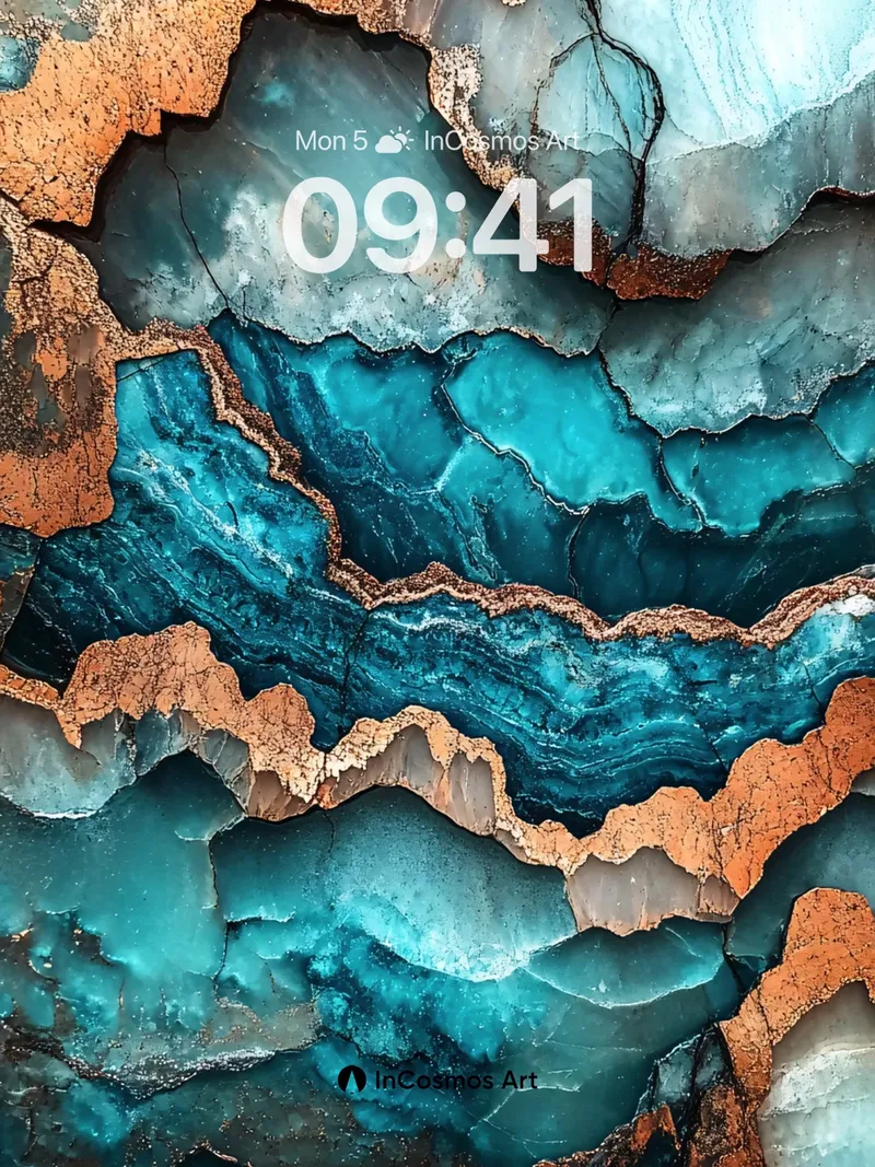Turquoise Abyss Wallpaper with Copper Veins