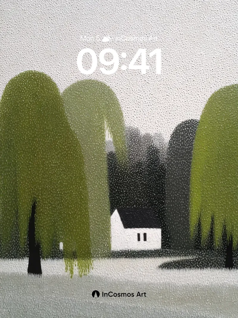 Muted Serenity Wallpaper with Whispering Trees