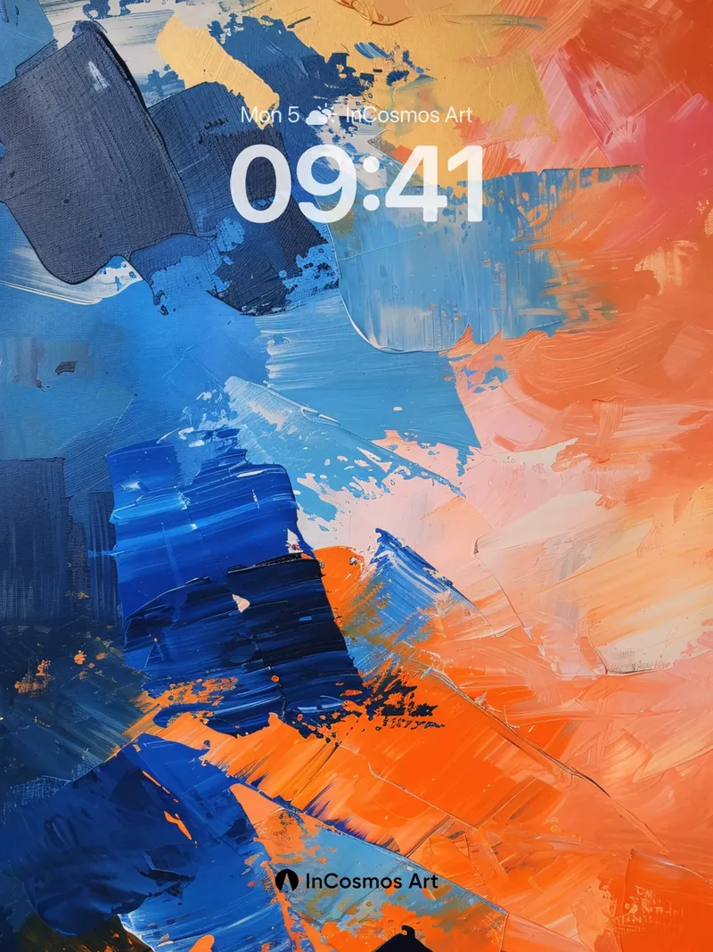 Cobalt Storm Wallpaper with Orange Fire