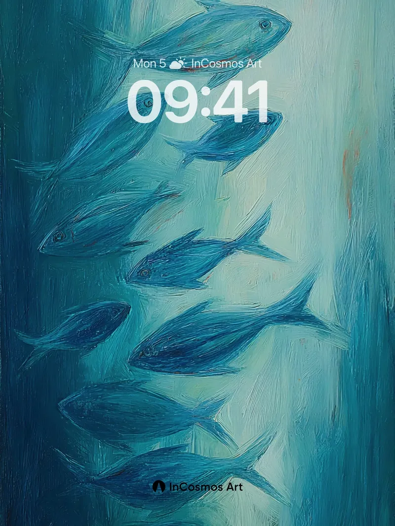 Serene Depths Wallpaper with Floating Fish