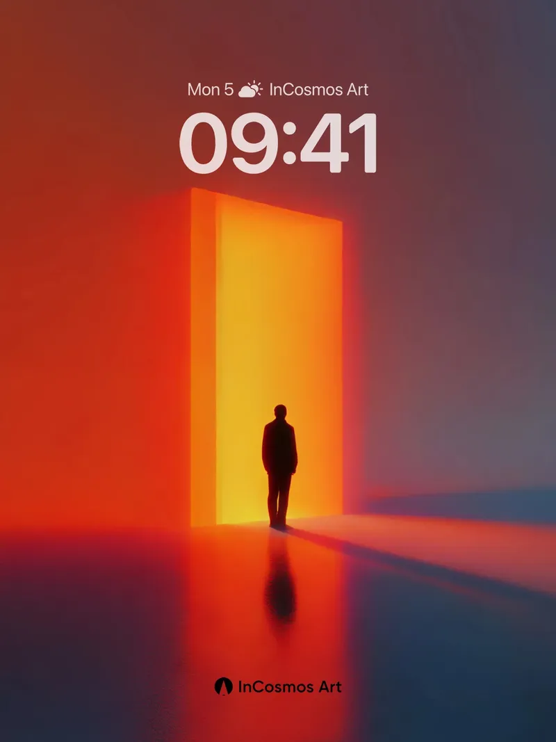 Surreal Silhouette Wallpaper with Glowing Portal