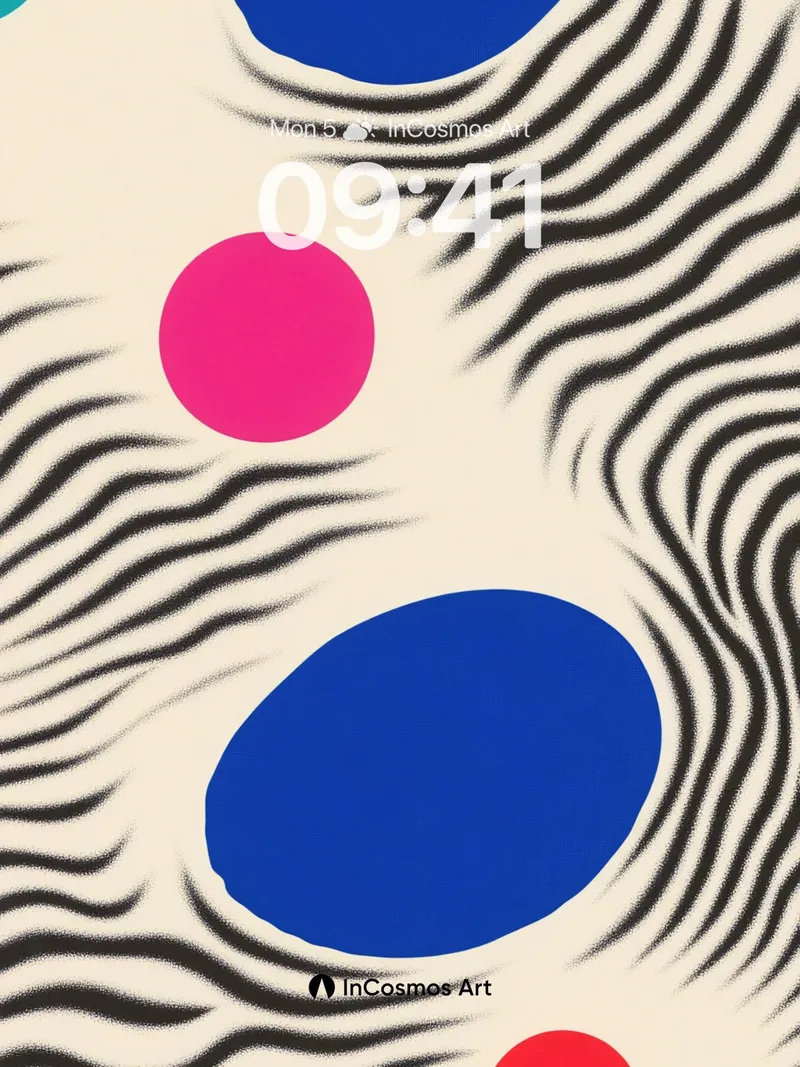Playful Zebra Wave Wallpaper with Floating Dots