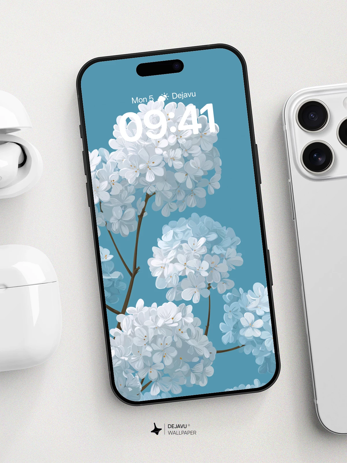 White Blossom Garden Wallpaper 8K for iPhone and Android
