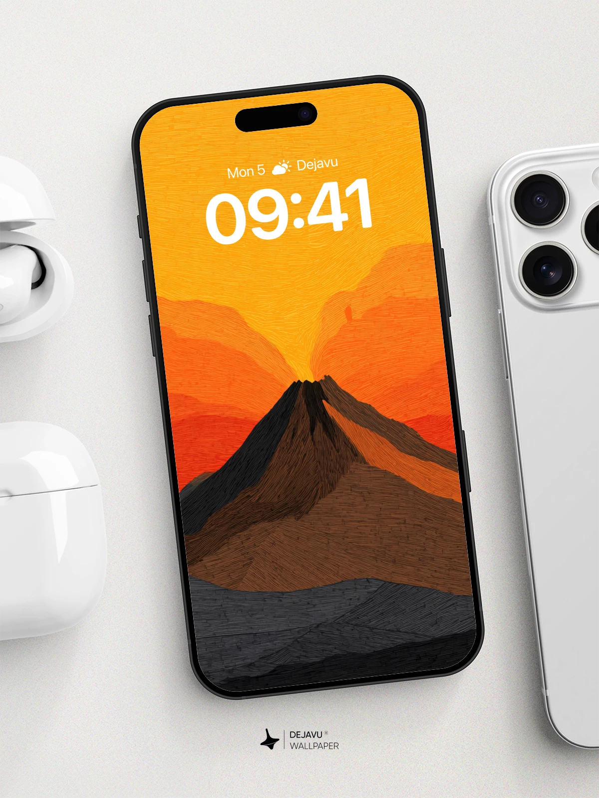 Volcanic Sunset Art Wallpaper 8K for iPhone and Android