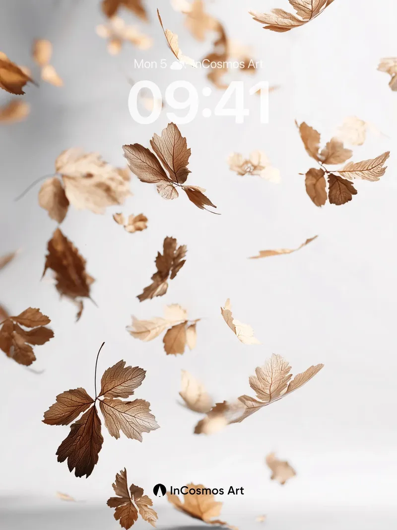 Whispering Autumn Leaves Wallpaper with Floating Light