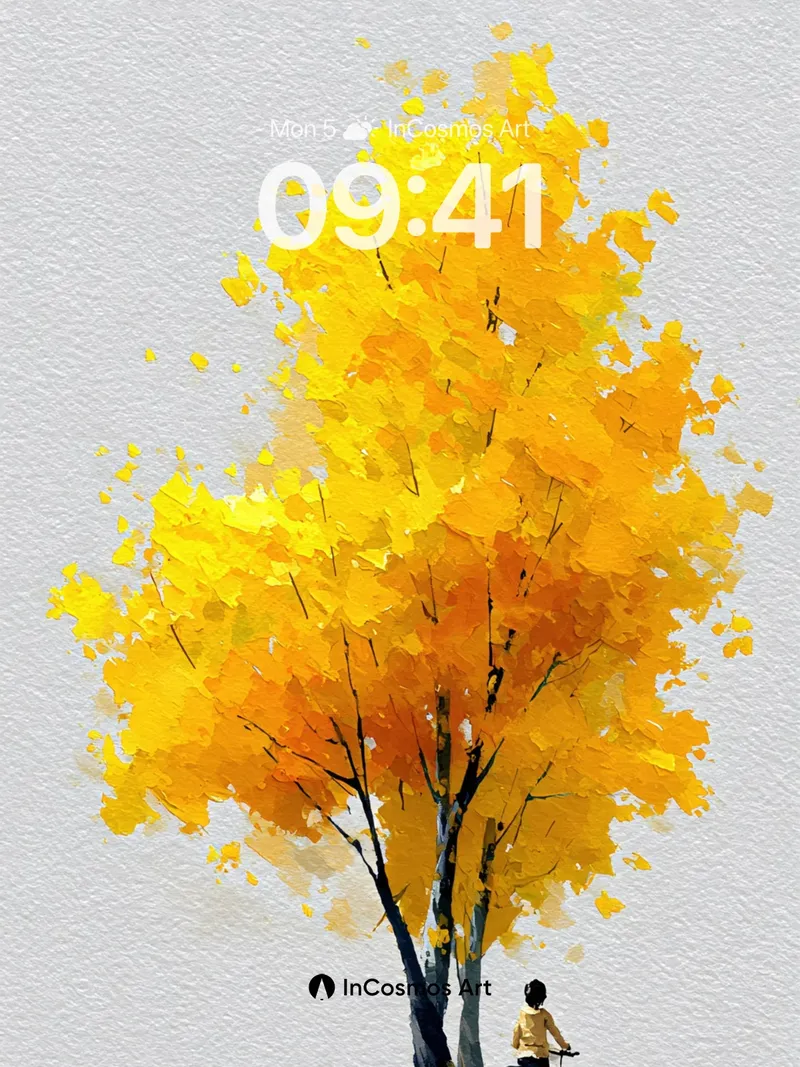 Golden Hush Wallpaper with Cyclist Silhouette