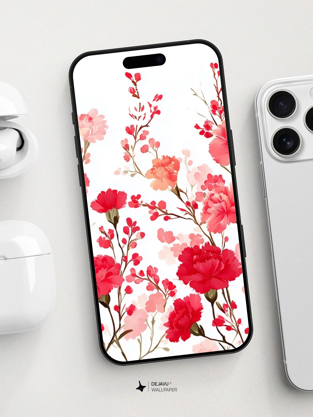 Watercolor Carnation Garden Wallpaper 8K for iPhone and Android