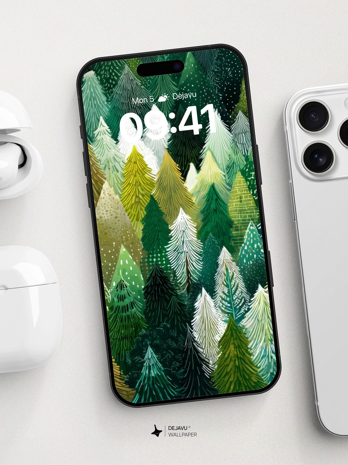 Whimsical Forest Pattern Wallpaper 8K for iPhone and Android