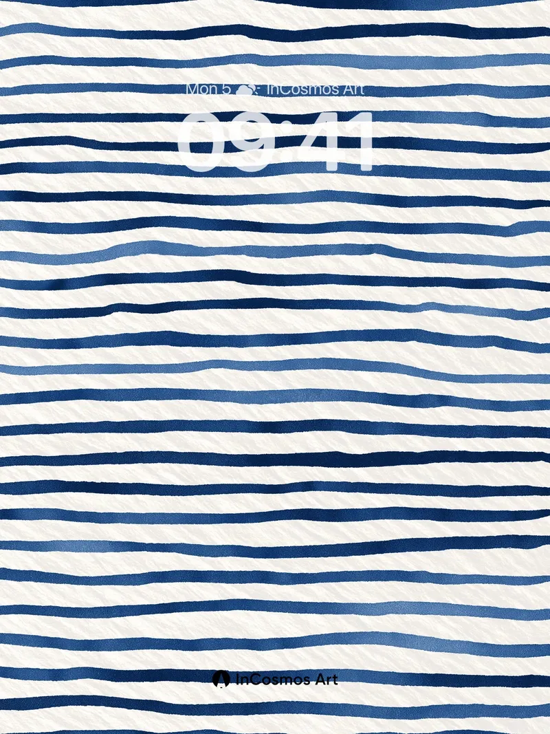 Calm Ocean Stripe Wallpaper with Watercolor Depth