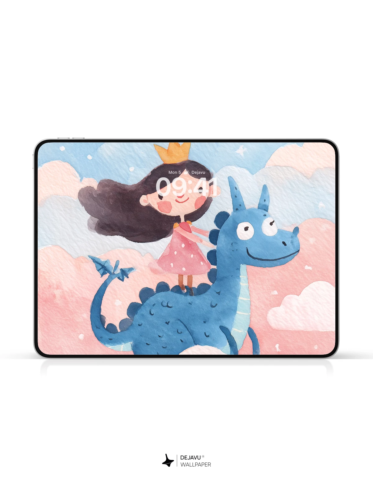 Whimsical Princess and Dragon Cloudscape Wallpaper 8K