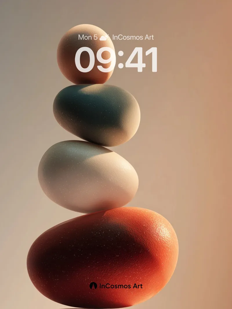 Serenity Stone Stack Wallpaper with Warm Light